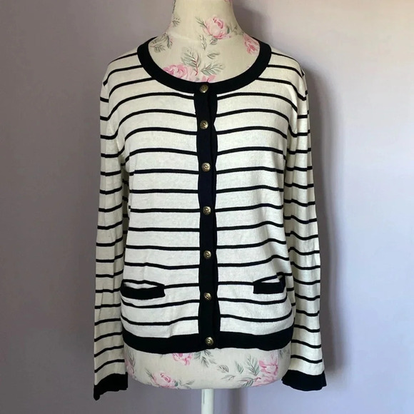 Frenchi stripped button down cardigan size XL - Picture 1 of 11